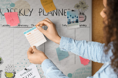 Kurkbord kleurrijke weekplanner met plantenprint