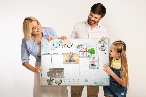 Kurkbord kleurrijke weekplanner met plantenprint