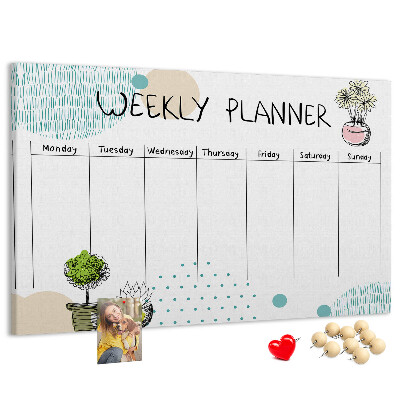 Kurkbord kleurrijke weekplanner met plantenprint