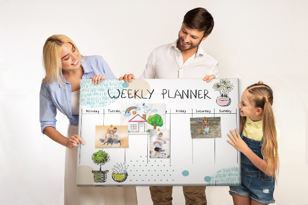 Kurkbord kleurrijke weekplanner met plantenprint