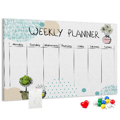 Kurkbord kleurrijke weekplanner met plantenprint