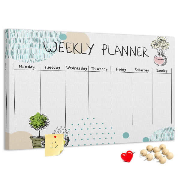 Kurkbord kleurrijke weekplanner met plantenprint