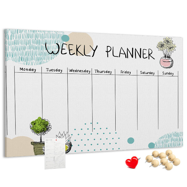 Kurkbord kleurrijke weekplanner met plantenprint