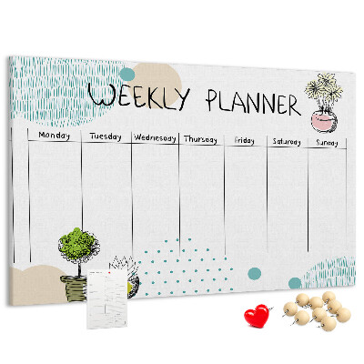 Kurkbord kleurrijke weekplanner met plantenprint