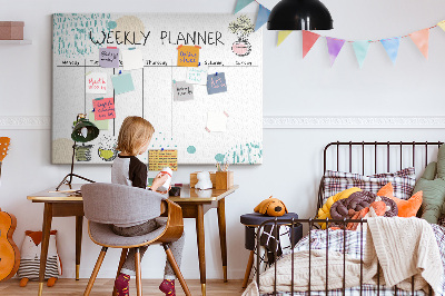 Kurkbord kleurrijke weekplanner met plantenprint