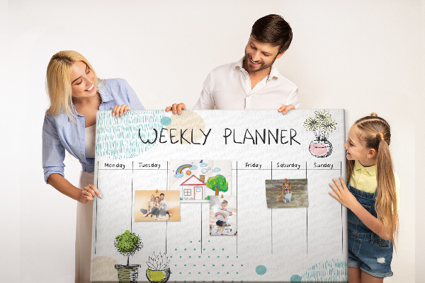 Kurkbord kleurrijke weekplanner met plantenprint