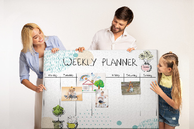 Kurkbord kleurrijke weekplanner met plantenprint