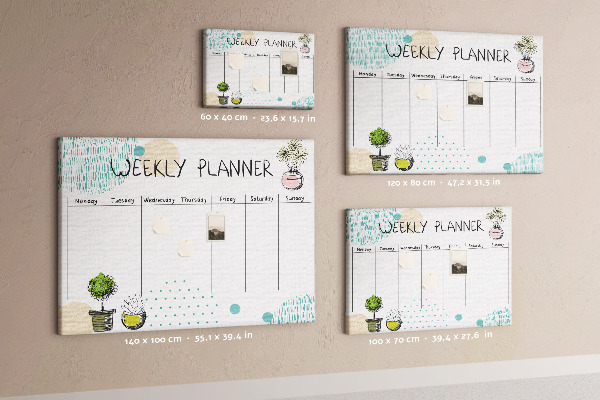 Kurkbord kleurrijke weekplanner met plantenprint