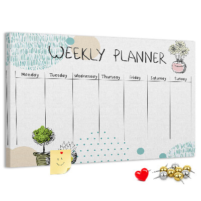 Kurkbord kleurrijke weekplanner met plantenprint