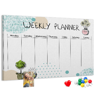 Kurkbord kleurrijke weekplanner met plantenprint