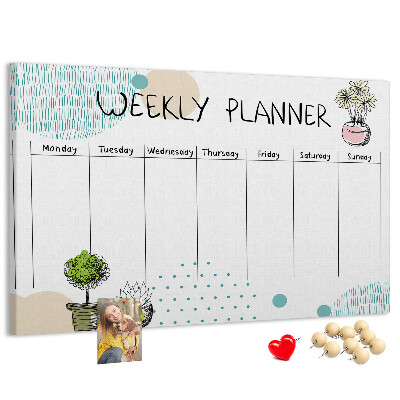 Kurkbord kleurrijke weekplanner met plantenprint