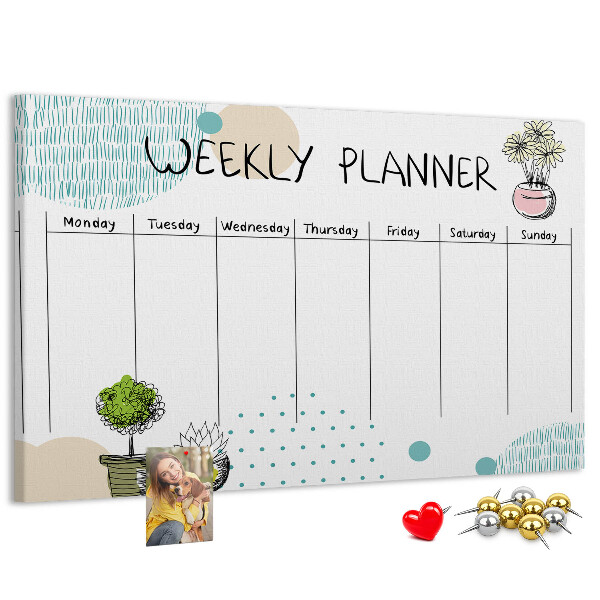 Kurkbord kleurrijke weekplanner met plantenprint