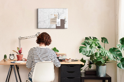 Prikbord elegant marmerpatroon in verschillende wittinten