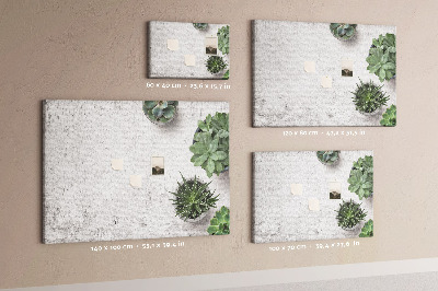 Kurkbord potplanten op een grijze achtergrond