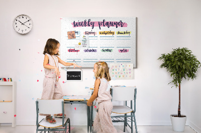 Kurkbord weekplanner met kleurrijke accenten