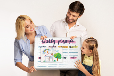 Kurkbord weekplanner met kleurrijke accenten