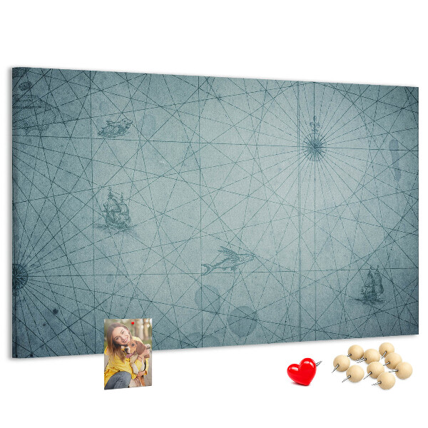 Kurk prikbord met oude kaart met geometrische patronen