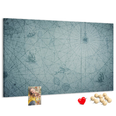 Kurk prikbord met oude kaart met geometrische patronen