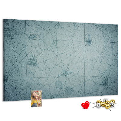 Kurk prikbord met oude kaart met geometrische patronen