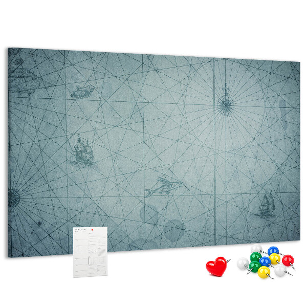 Kurk prikbord met oude kaart met geometrische patronen