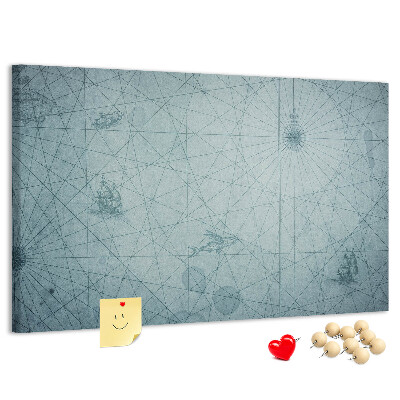 Kurk prikbord met oude kaart met geometrische patronen