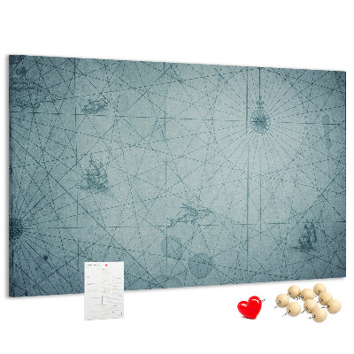 Kurk prikbord met oude kaart met geometrische patronen