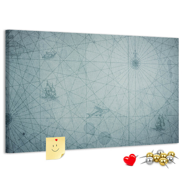 Kurk prikbord met oude kaart met geometrische patronen