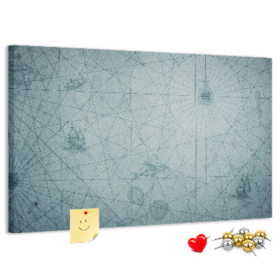 Kurk prikbord met oude kaart met geometrische patronen