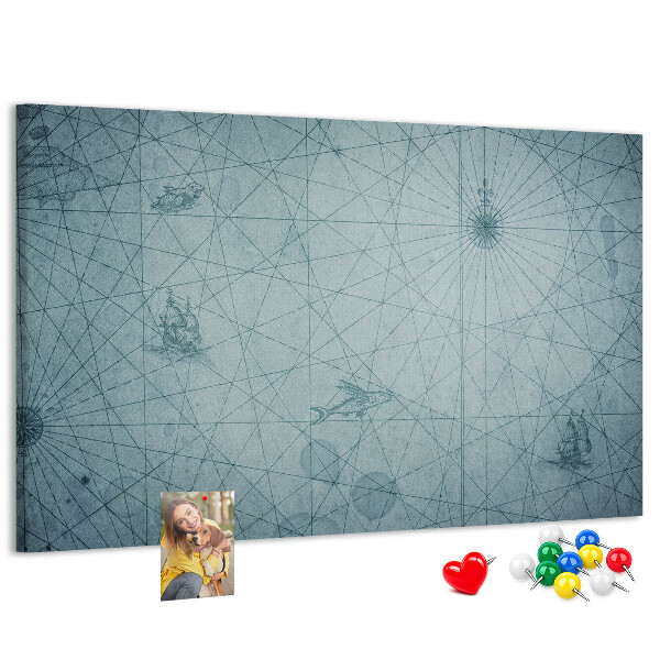 Kurk prikbord met oude kaart met geometrische patronen