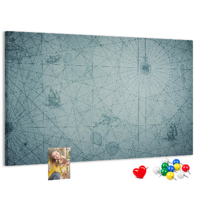Kurk prikbord met oude kaart met geometrische patronen