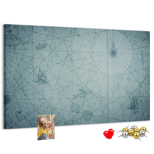 Kurk prikbord met oude kaart met geometrische patronen