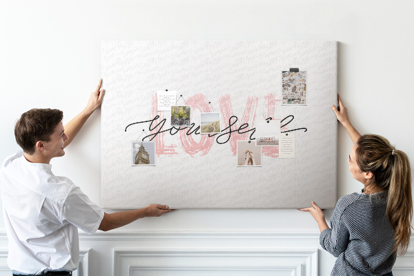 Kurken prikbord in pastelkleuren met thema zelfliefde