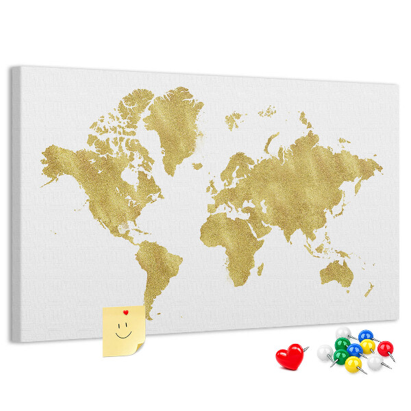 wereldkaart in goud op een witte achtergrond