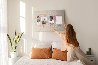 Kurkbord wereldkaart in pastel aquarelstijl