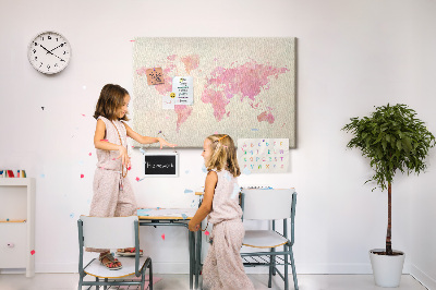 Kurkbord wereldkaart in pastel aquarelstijl