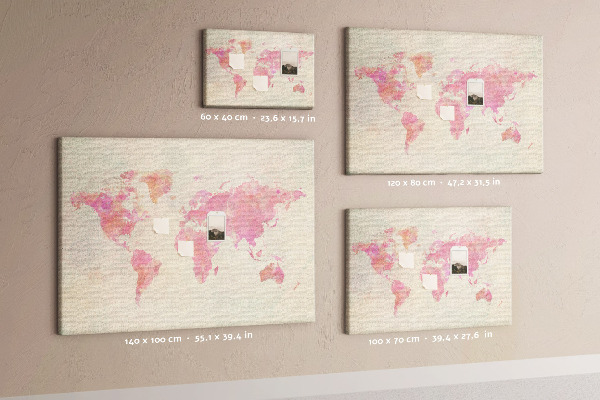 Kurkbord wereldkaart in pastel aquarelstijl