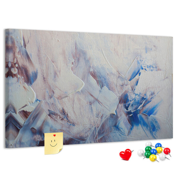 Prikbord met abstract landschap in blauwtinten