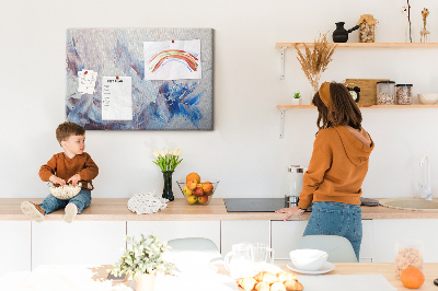Prikbord met abstract landschap in blauwtinten