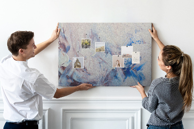Prikbord met abstract landschap in blauwtinten