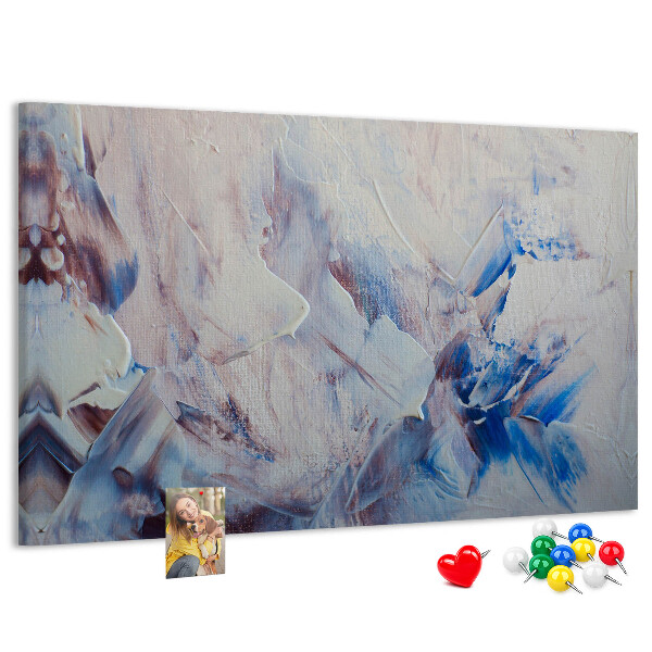 Prikbord met abstract landschap in blauwtinten