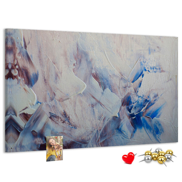 Prikbord met abstract landschap in blauwtinten