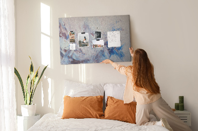 Prikbord met abstract landschap in blauwtinten