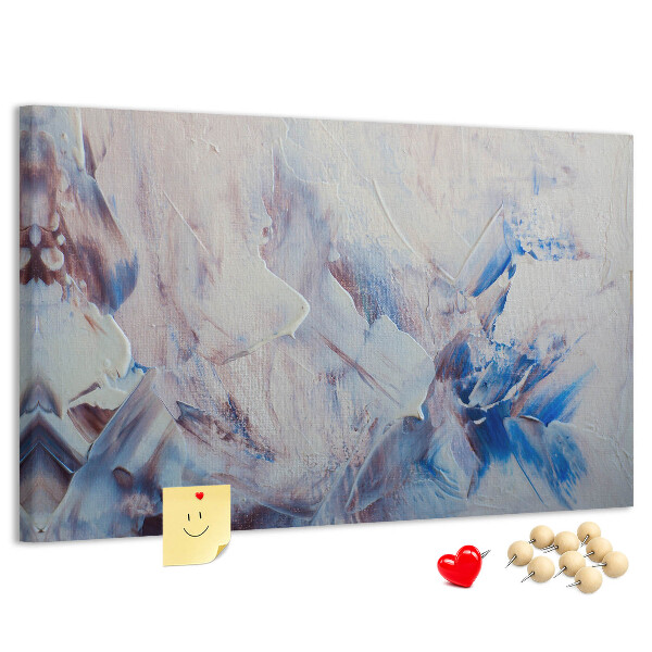 Prikbord met abstract landschap in blauwtinten