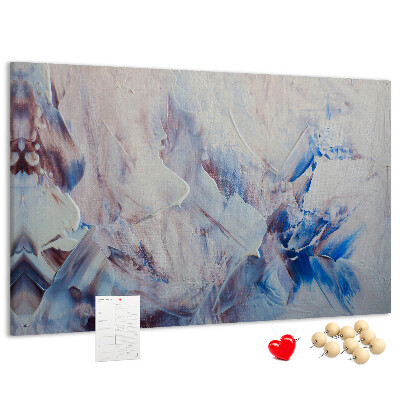 Prikbord met abstract landschap in blauwtinten