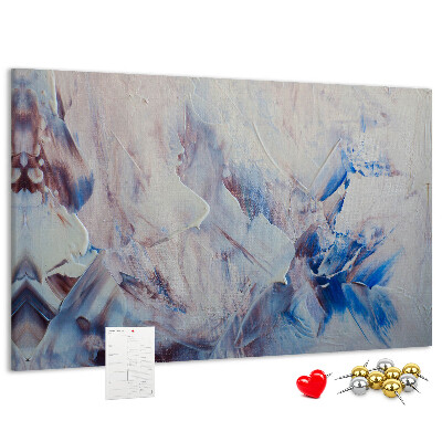 Prikbord met abstract landschap in blauwtinten