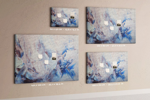 Prikbord met abstract landschap in blauwtinten