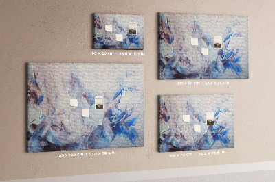 Prikbord met abstract landschap in blauwtinten