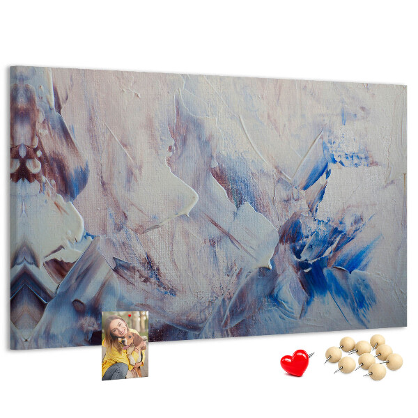 Prikbord met abstract landschap in blauwtinten