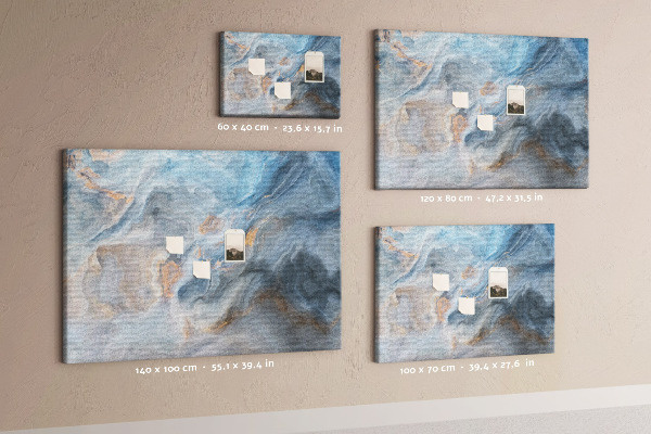 Kurkbord met abstract patroon in blauwe tinten