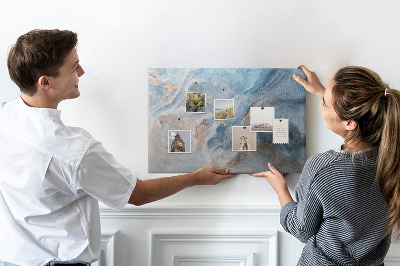 Kurkbord met abstract patroon in blauwe tinten